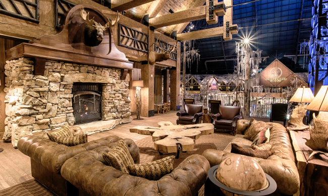 lodge themed lobby at big cypress