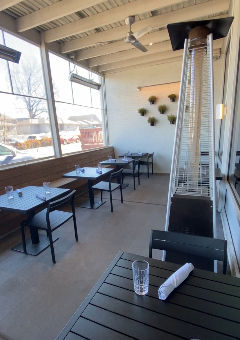 covered patio at hog & hominy