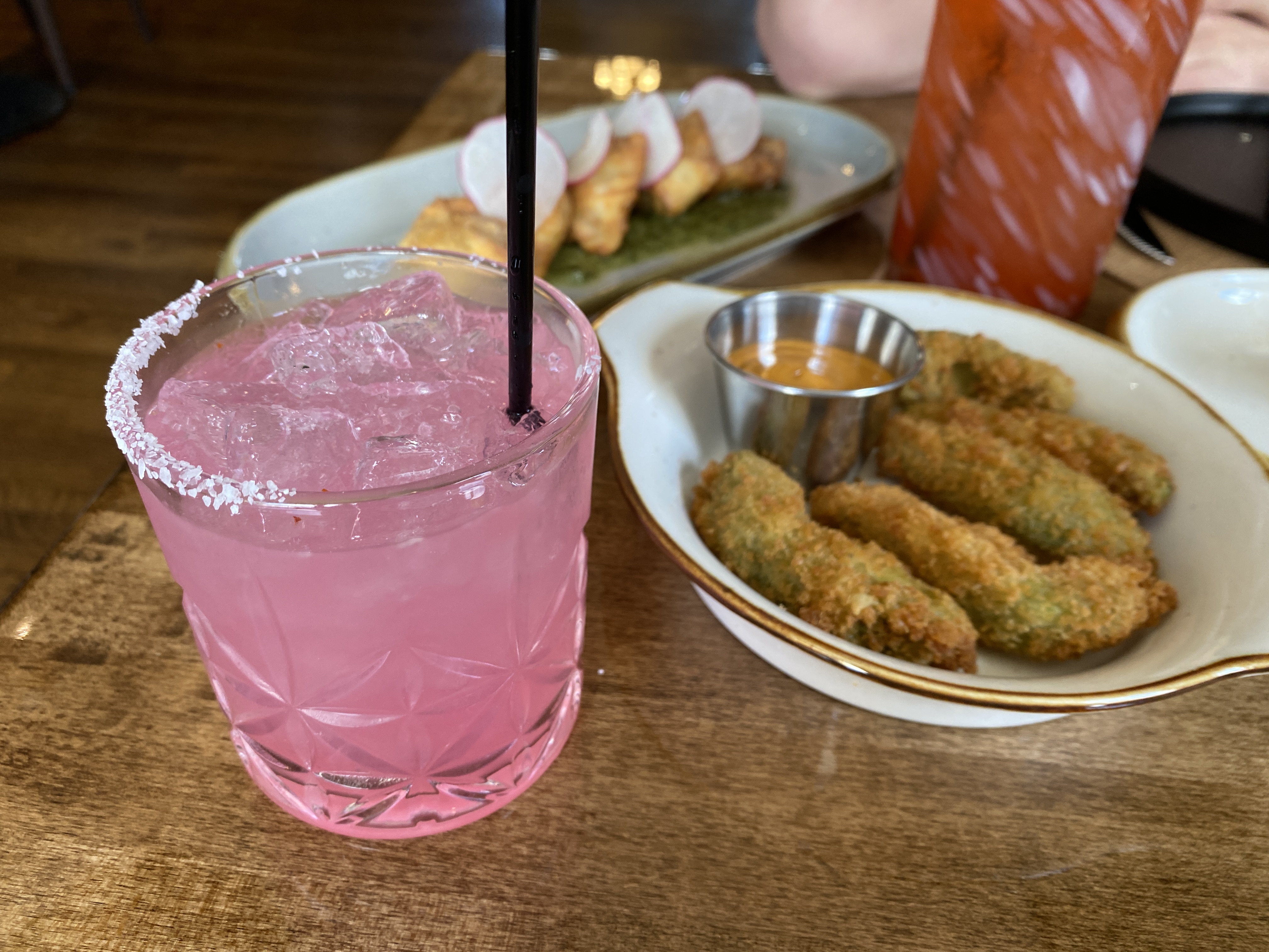 margarita and fried avocado fries