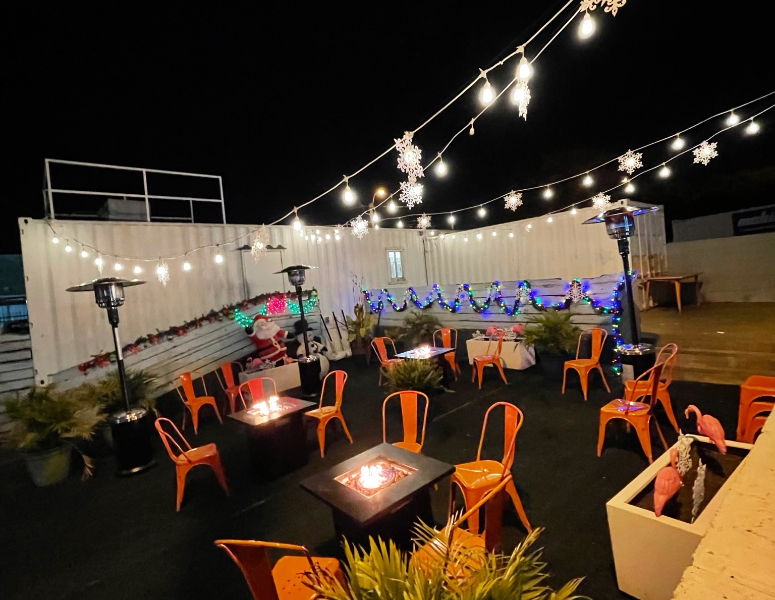 patio with fire pits