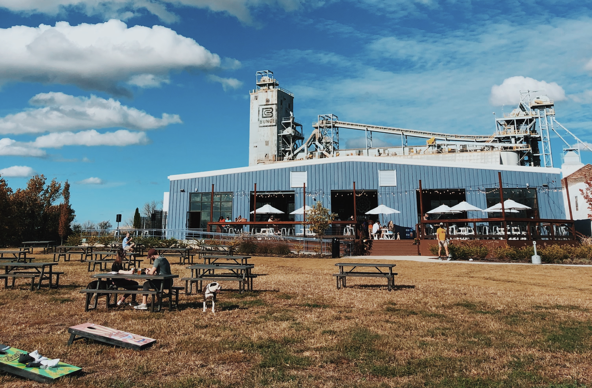 lawn picnic tables and patio at Grind City Brewing