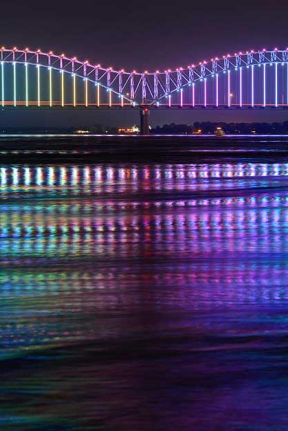 Mighty Lights illuminated bridge display in Memphis