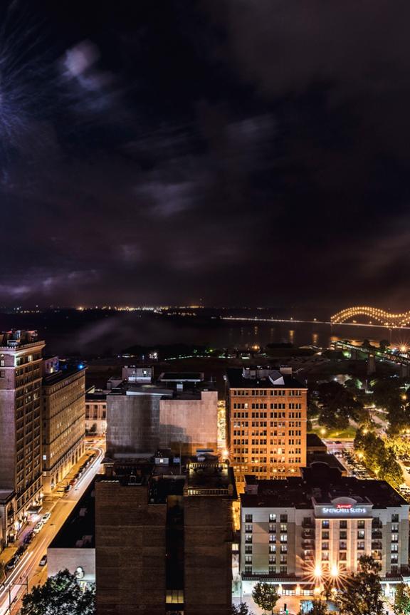 fireworks over downtown Memphis