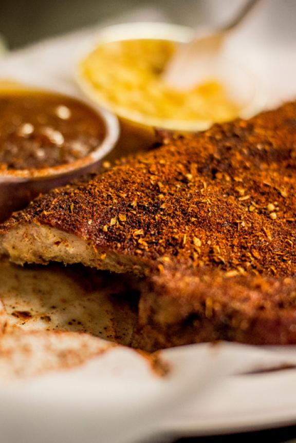 Dry rub ribs from World Famous Rendezvous.