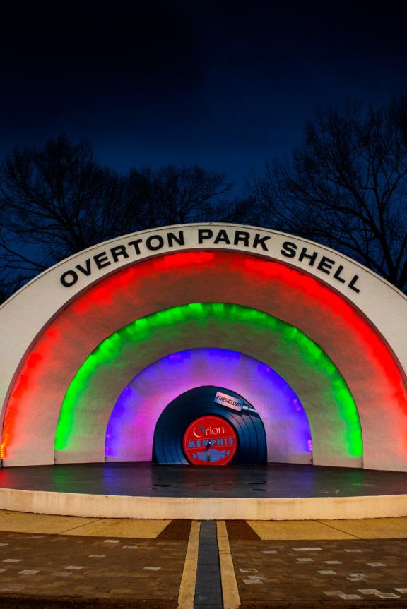 overton park shell with rainbow lights