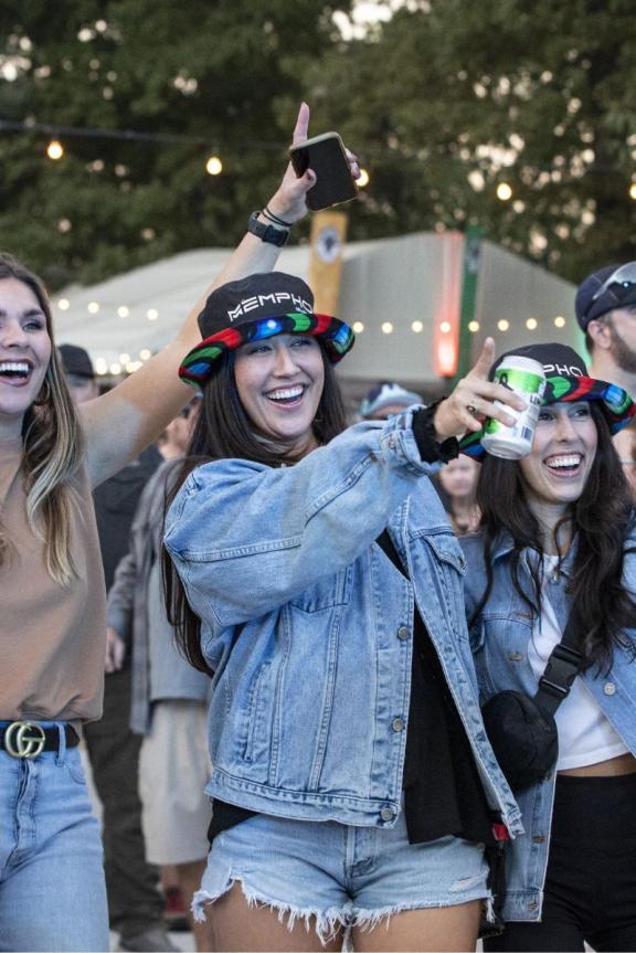 Girls cheering at Mempho Music Fest