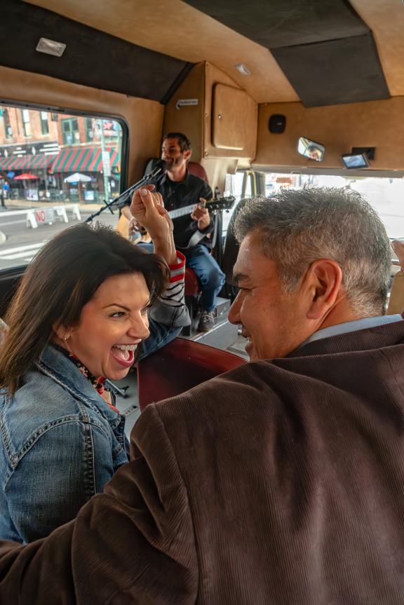 couple enjoying backbeat tours ride