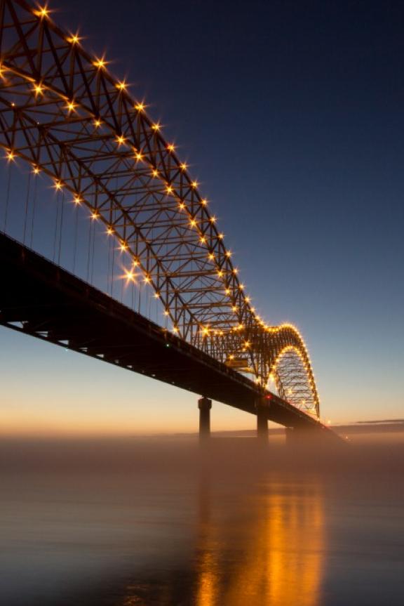 Memphis Bridge with fog