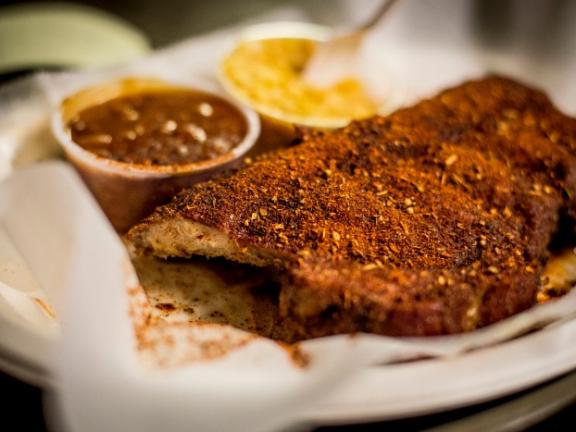 Dry rub ribs at Rendezvous Restaurant in Memphis