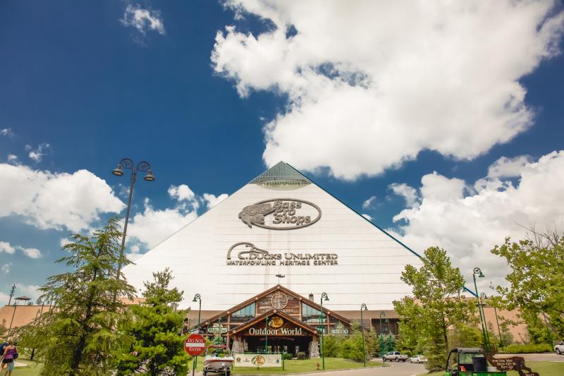 Exterior of Bass Pro Pyramid and Big Cypress Lodge