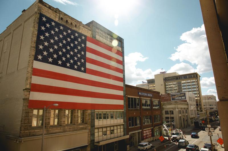 American Flag On Second Street