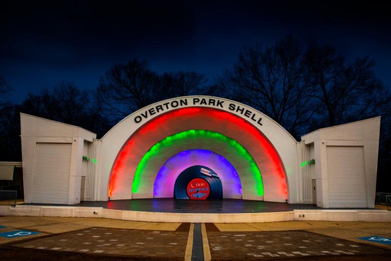 overton park shell with rainbow lights