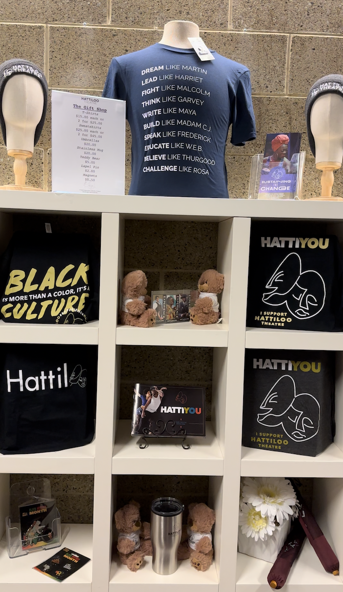T-shirts, hats, and more merchandise from Hattiloo