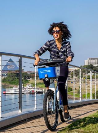 Biking at Beale Street Landing