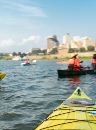 Kayaking on the Mississippi River in Memphis