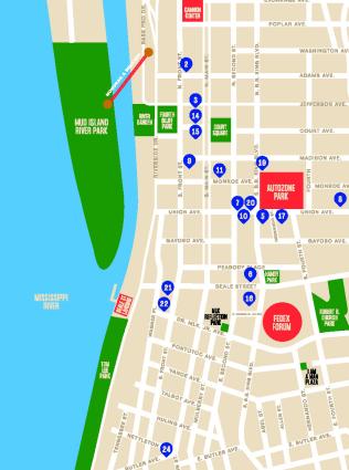 DOWNTOWN MEMPHIS HOTEL MAP