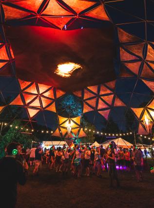 Concert-goers gathered under the Incendia Dome at Mempho Music Festival. 