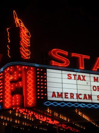 Stax Record marquee over the Stax Museum of American Soul Music.