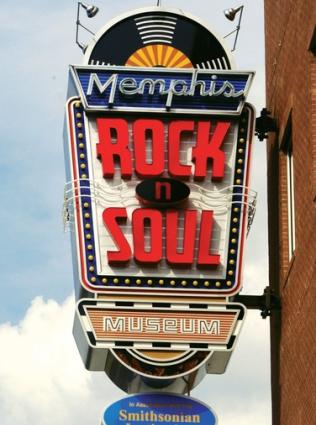 Marquee outside of the Memphis Rock 'n' Soul Museum