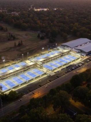 aerial shot of tennis courts