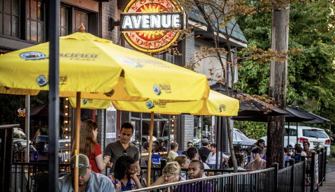 young avenue patio with people