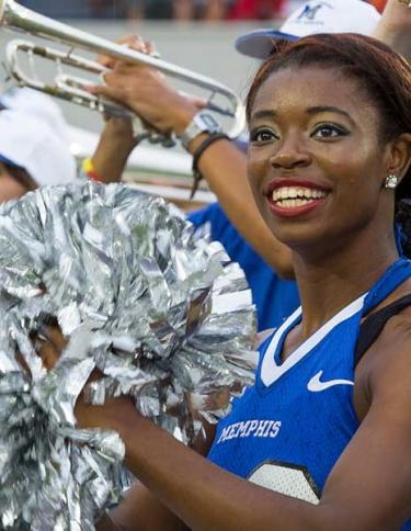 Cheerleader at University of Memphis Tigers football game