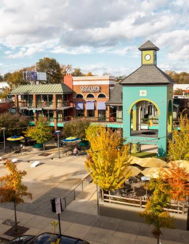 Chimes Square courtyard in Overton Square in the fall 