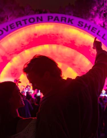Couple enjoying live music at the Overton Park Shell