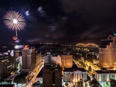 fireworks over downtown Memphis