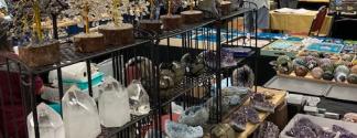 Photo of rocks and crystals on display for sale