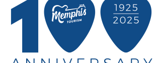 100 anniversary memphis travel logo designed with guitar picks as the zeros
