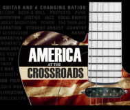 graphic photo of the exhibit logo on a guitar