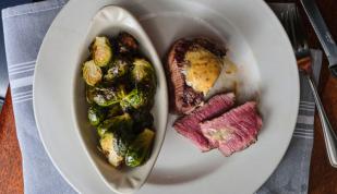 Filet and Brussel Sprouts - The Majestic Grille Photo