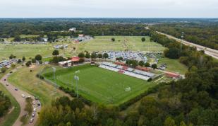 Drone Shot of Soccer Field Photo