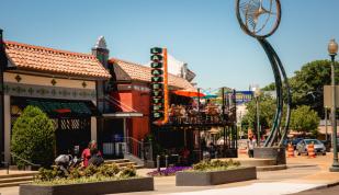 Overton Square in the daytime. People enjoying Lafayette's Patio. Photo