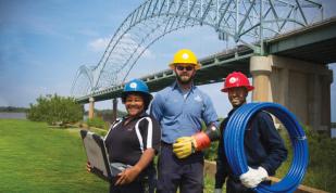 MLGW Employees and Bridge Photo