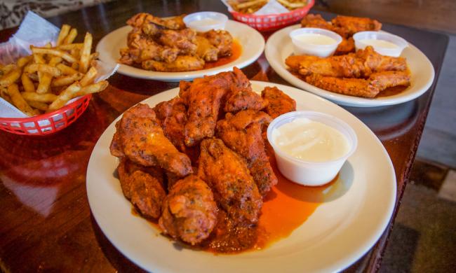 Plate of zydeco hot chicken wings at Bayou.