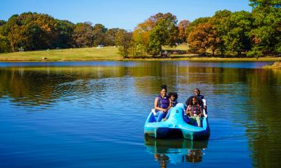 Family pedal-boating at Shelby Farms Park | The Traveling Child