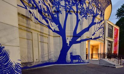 Tape Art on the exterior of the Brooks Museum | Andrea Zucker