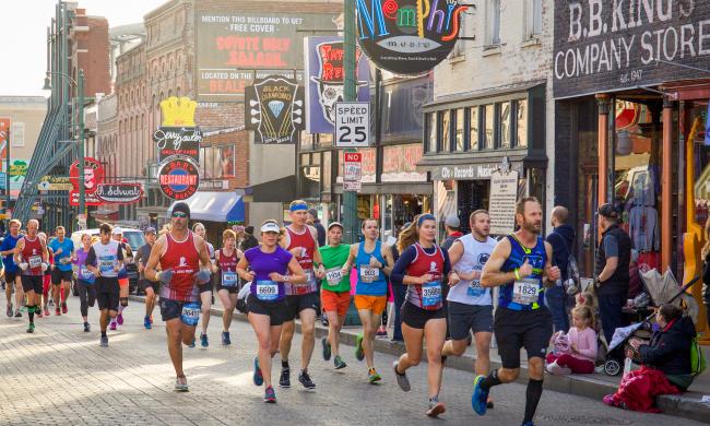 St. Jude Marathon runners on Beale Street