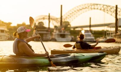 couple kayaks together on Mississippi River
