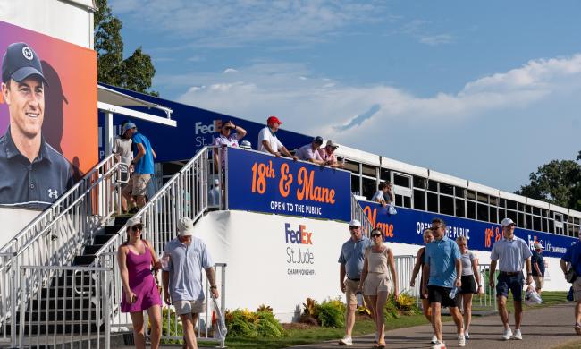 18th &amp; mane fan experience set up at golf tournament