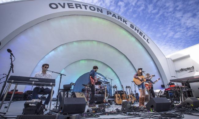 A band plays The Overton Park Shell in downtown Memphis.