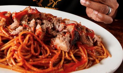 close up bbq spaghetti