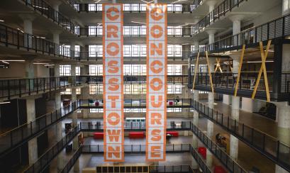interior shot that shows multiple floors of crosstown concourse