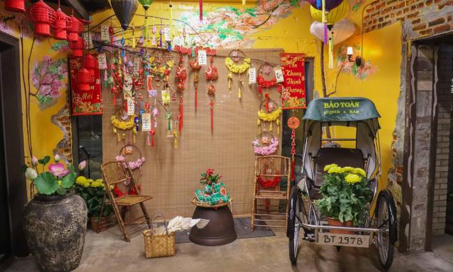 Vietnamese inspired decor entrance to restaurant