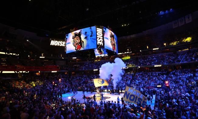 inside FedExForum arena during Grizzlies game reshow.