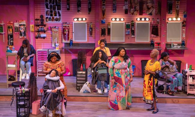 Performers on stage at Hattiloo Theatre in midtown Memphis' Overton Square Performing Arts District.