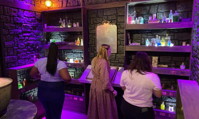 AMUSE Adventure Museum room designed as a wizards lab with potions