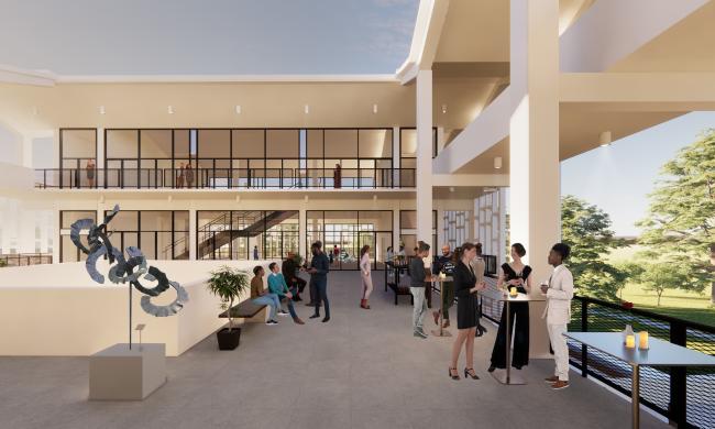 A rendering of the rooftop terrace at the Metal Museum's new space in Overton Park.